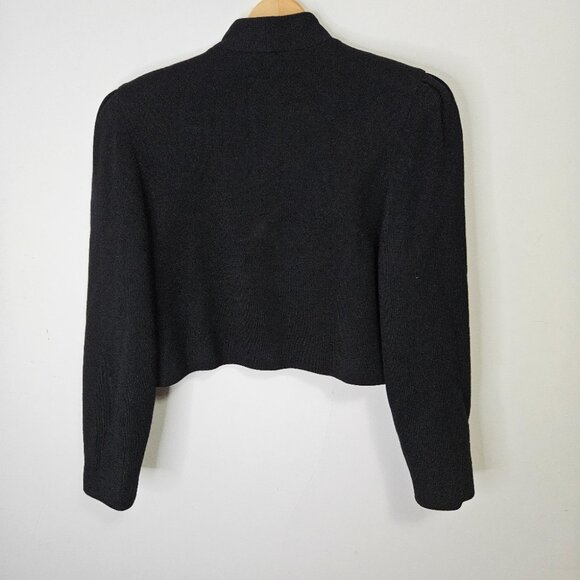 VTG Lillie Rubin Bolero Jacket Sz L Black Beaded Embroidered Wool Event Party - Picture 10 of 12